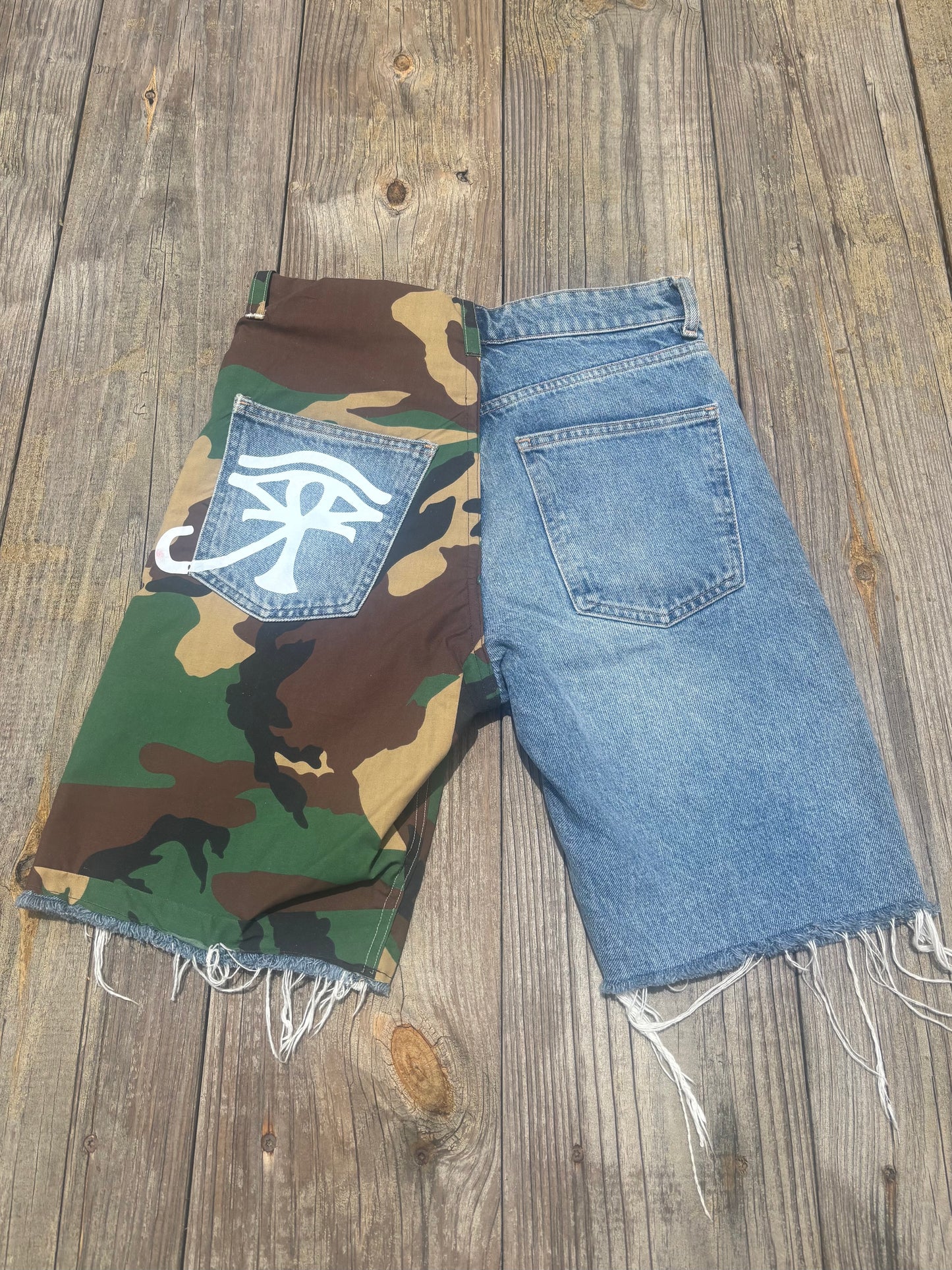 1 of ⇂ HALF CAMO JORTS